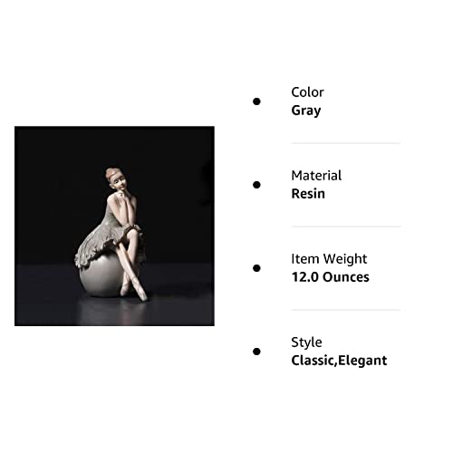 Pink Forest Ballerina Girl Figurines Ballet Dancer Statue Art Sculpture Figure Resin Home Decoration Desk Ornament, Statuette For Your Desk/Bookshelf/Dinning Table (Grey) #TOP5