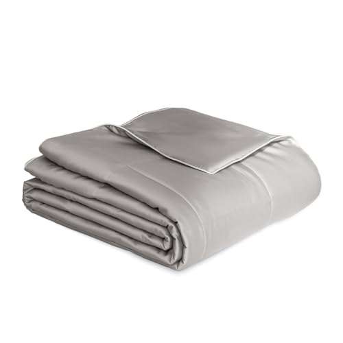 THXSILK All-Season Mulberry Silk Comforter & Blanket 100% Pure Natural Silk Filling Lightweight Soft Bed Cover for Bedroom Sofa Camping Cozy Machine Washable Luxury Bedding(Queen 90x90 Grey)