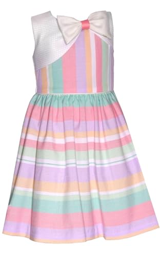Bonnie Jean Girls 2T-16 Pastel Stripe Woven Yoke Bow Dress