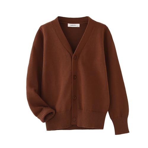 Image of Unisex Boys Girls Cardigans Sweater V-Neck Long Sleeve School Uniforms Button Knit Tops
