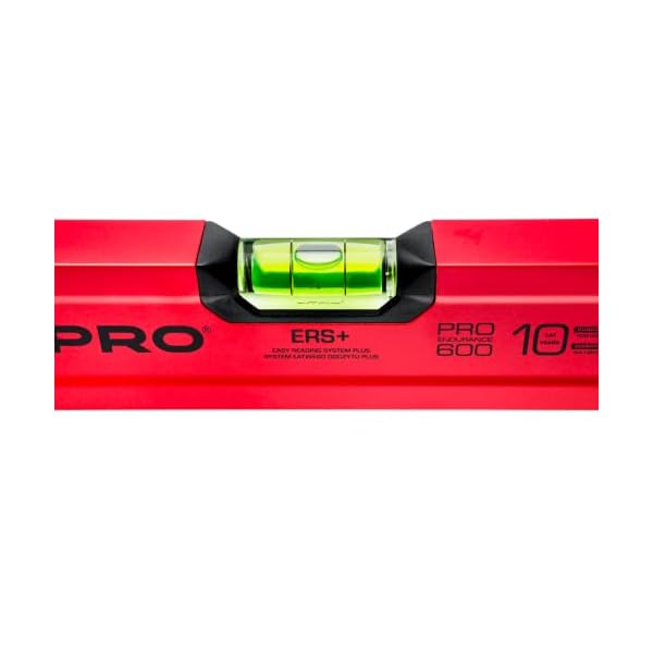 PRO600 Wasserwaage 40 cm mit Ergonomischen Profil - ERS+ (Easy Reading System) Präzise Wasserwaage mit Anti Shock Absorber Endkappen - Farbe Rot – Bild 7
