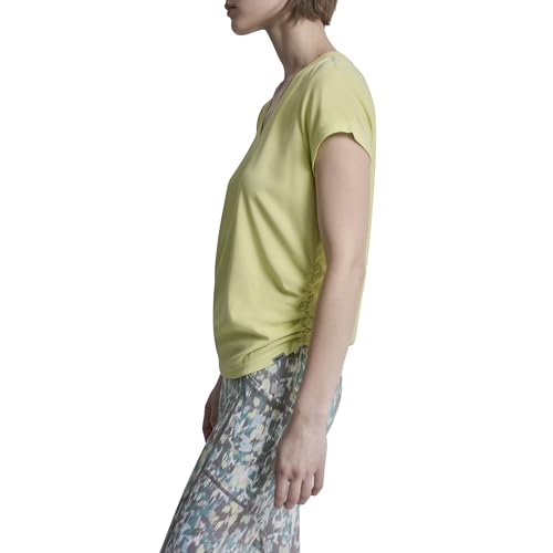 Image of DKNY Women's Short Sleeve V-Neck Tech Ruched Side Seam Active T-Shirt