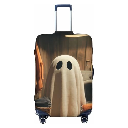 Cute Ghost Doing Laundry Elastic Travel Luggage Covers Dustproof Scratch-Resistant Suitcase Protector Fit 22-24 Inch