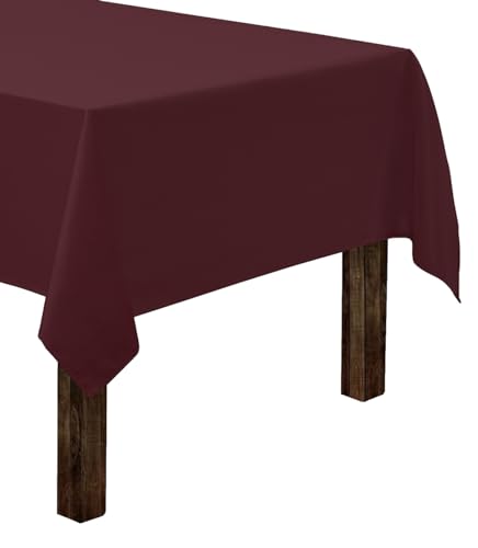 Gee Di Moda Rectangle Tablecloth - 60 x 102 Inch Burgundy Table Cloth for 6 Foot Rectangle Table - Heavy Duty Washable Fabric - for 6 Ft Buffet Table, Holiday Party, Dinner, Wedding & Baby Shower