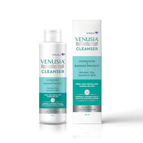 Image of Venusia Hydrating & Barrier Protect Cleanser | With Ceramides, Hyaluronic Acid, Niacinamide, Pro-Vitamin B5 | For Normal, Dry, and Sensitive Skin | PAMAS free | Skin-friendly Ph | 125 ml | From the House of No.1 Dermatologist Recommended Moisturiser