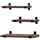 Lavievert Schwebende Regale Wandmontiert, Rustikale Holz Wandregale für Schlafzimmer, Wohnzimmer, Bad, Küche, Büro - 3er Set