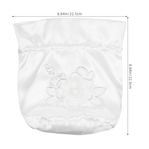 Bolso nupcial de raso blanco para boda, con cordón, para novia o damas de honor, ideal como bolsa de favores o para dulces, 8,85 x 8,66 pulgadas miniatura 4