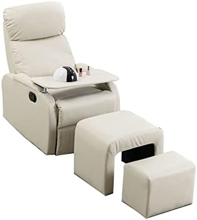 PYTHIC Manual Podiatry Table Modern Recliner Chair Adjustable Upholstered Heavy Bed Beauty Salon Equipment for Beauty Massage Tattoo (Color : Beige)