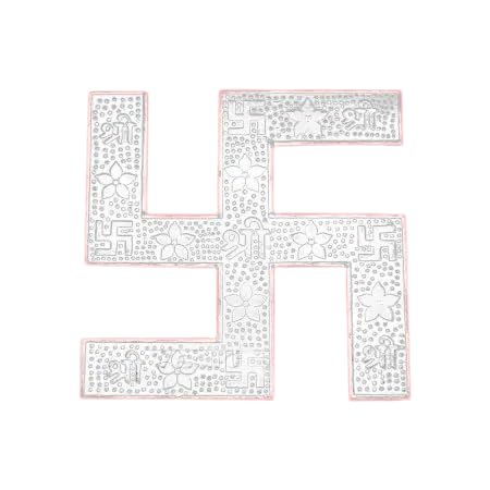 Swastik en argent pur symbole de chance au design traditionnel ciselé