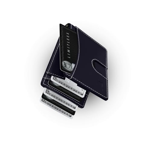 Image of Kings Loot Money Clip Slim Minimalist Wallet for Men - RFID Blocking Leather Design with Money Clip - Front Pocket Bifold Holds 12 Cards - Stylish & Compact Wallets (Sapphire)