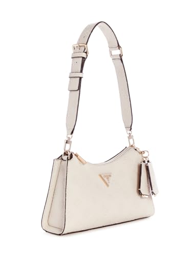 Image of GUESS Bone Logo Embossed Monogram Cresidia Top Zip Shoulder Bag