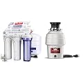 iSpring RCC7AK, NSF Certified 75 GPD, Alkaline 6-Stage Reverse Osmosis System & Waste King 3/4 HP Garbage Disposal with Power Cord, Food Waste Disposer for Kitchen Sink