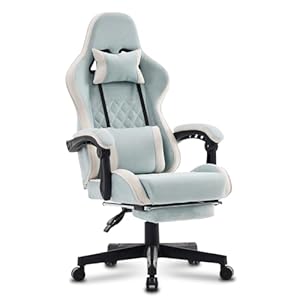Gaming Chair Video Game Chair with Footrest Office Chair with Headrest and Lumbar Support Computer Chair High Back Ergonomic Chair with 360°-Swivel Seat Desk Chair for Adults