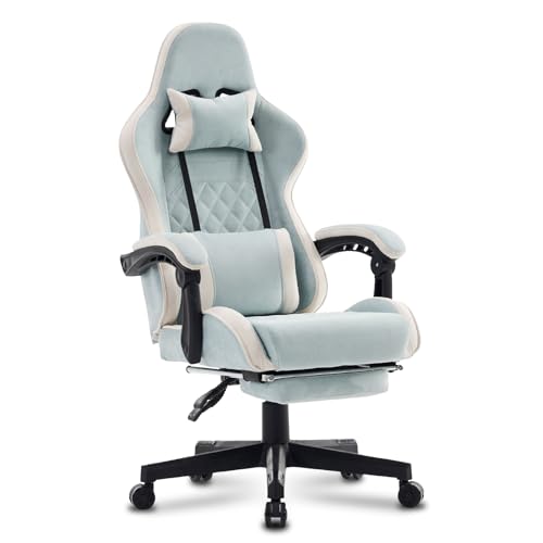 Gaming Chair Video Game Chair with Footrest Office Chair with Headrest and Lumbar Support Computer Chair High Back Ergonomic Chair with 360°-Swivel Seat Desk Chair for Adults