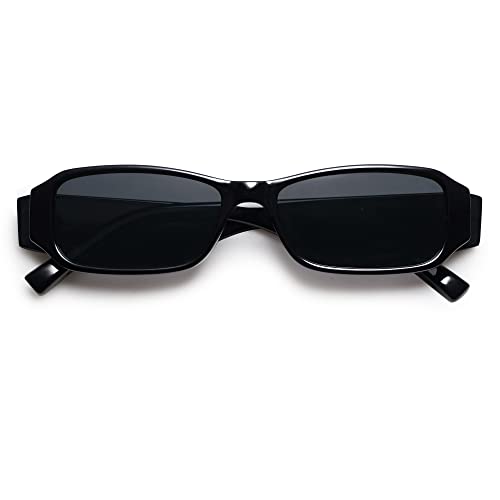 Vanlinker Black Rectangle Polarized Sunglasses For Women Retro 90S Trendy Uv400 Protection Square Vl9680 Black Frame Grey Lens #TOP5