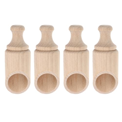 YARNOW Cucharas de Madera Pequeñas para Té y Especias, Juego de 4 Piezas, Diseño Inclinado de Cabeza, Medidas 30x88 Mm, Palas para Sal y Condimentos, Utensilios Multifuncionales