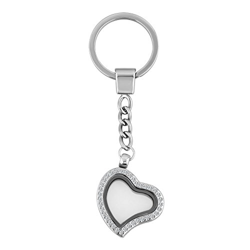 Charmed Craft 30Mm Floating Charm Living Memory Lockets Keychain Magnetic Glass Key Ring Jewelry (Heart Crystal) #TOP1