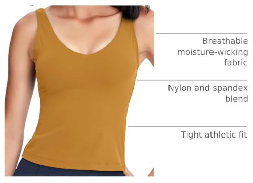 Image of POSHDIVAH Longline Sports Bra Workout Tank Tops | Padded, Removable Pads, Built in bra, Wirefree, Buttery Smooth, Soft, Fitness, Running, Yoga, Wide Straps, U-back