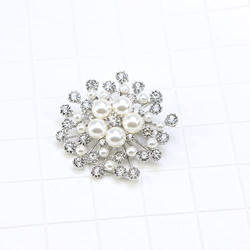 Tongxin Crystal Rhinestone Flower Brooch Pin For Women Wedding Bouquet Brooch Gift Bridesmaid Party Jewelry For Girls (Snowflake Brooch) #TOP6