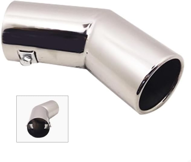 Miniatura 2 de Unifizz Tubo de escape de coche de entrada de 2.402 in curvó el silenciador de escape de cromo extremo de la punta del tubo de cola