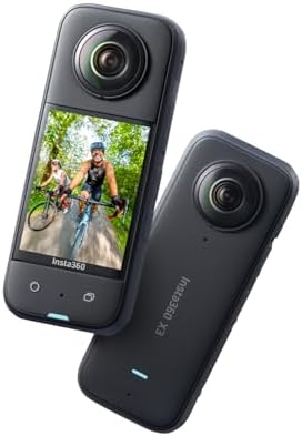 insta360 X3 Essential Kit with (X3 Action Camera+120Cm Selfie Stick+64Gb Memory Card) 1/2" Sensor,5.7K 360 Capture,Optical Zoom 3X,72 Mp 360 Photo,4K Single Lens Mode,Black