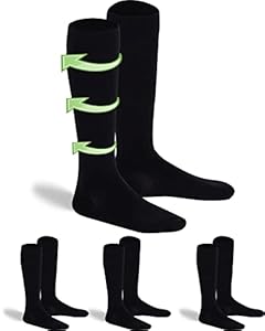 gigando 3 Paar Baumwoll Stützstrümpfe mit Kompression für Damen & Herren bei langem Sitzen & Stehen, Flug, Büro, Auto, schwarz, 47-50