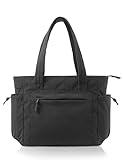 Harc Roevia Puffer Tote Bag for Women, Lightweight Puffy Handbag with Compartments, Quilted Shoulder Bag for Work, Travel, Gym (Black)