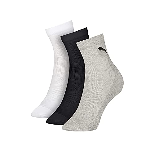 Meia Cano Médio Esportiva, Puma, Feminino, Branco/Preto/Cinza, 34/38