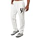 Generico Pantaloni Uomo Eleganti Lino Pantaloni da Uomo a Vita Media con Coulisse Stampati Casual Estivi da Uomo con Tasche Pantaloni per Cucina