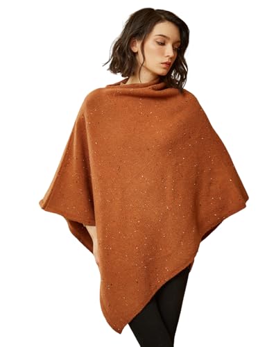 Image of BEAUTELICATE Women Wool Poncho Knitted Tweed Wool Sweater Pullover Pile Collar Cape