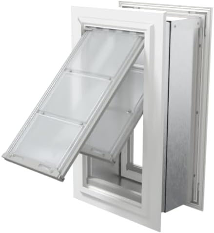 Medium Wall Mount - White Double Flap 8" x 14" pet door