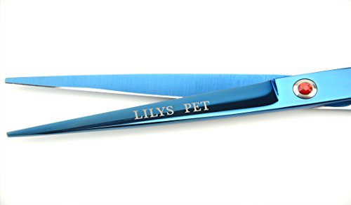 Image of 8.0 inch Professional PET Grooming scissors Kit,CoatedTitanium,Sharp and Strong Stainless Steel Blade for Dogs Cats Hair Cutting,3 Pieces of Scissors with a Comb and a Case (Blue)