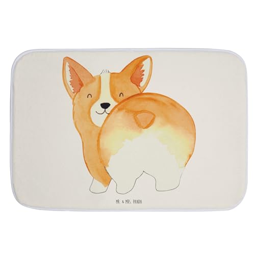 Mr. & Mrs. Panda Badvorleger Corgie Po - Geschenk, Badematte, Hund, Duschteppich, Badteppich,...