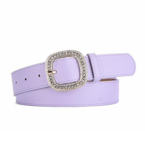 Leather Belt Square Buckle Ladies Belt Casual Classic Grommet Leather Belts for Dress Jeans Pants