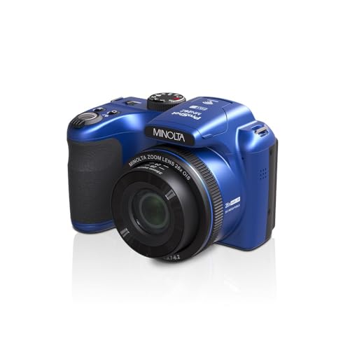 Minolta 20 Mega Pixels 26x Optical Zoom Digital Camera with 1080p FHD Video Bundle with 32 GB Memory Card + Vlogging Tripod + Cleaning kit + More Accessories - Blue - Image 8