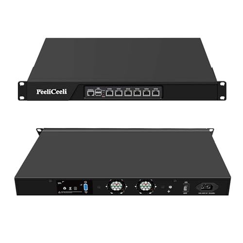 Image of PeeliCeeli 1U Rack Mount Network Security Hardware, i3-3217U, 19 Inch Firewall Appliance, OPNsense, Router PC with 6 x I211-AT Gigabit LAN, VGA, DDR3, Console, Barebone, NO RAM NO SSD