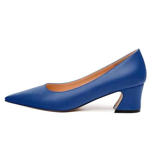 Women's Pointed Toe Low Heel Pumps, Slip On Chunky Heel Womens Shoes, Fashion Solid Matte Pump for Office Partying Dating2