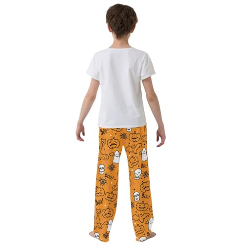 Devil Pumpkin Cat Boo Boys Long Pants Soft Trousers Elastic Waist Kids Lounge Bottoms with Pockets S-XL3
