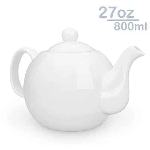 Zoneyila Porcelain Teapot,27ounce/800ml Fine Porcelain Serving Tea Pot with Bee Style Spout Filter