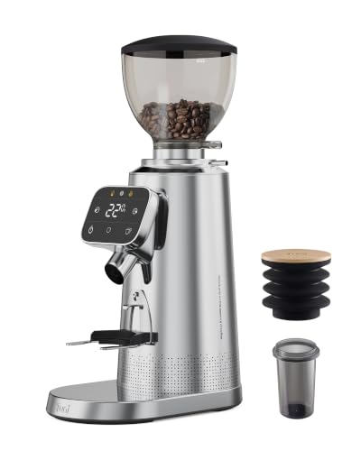 Image of Tuni G3 64mm Flat Burr Electric Coffee Grinder with 100 Grind, Silver