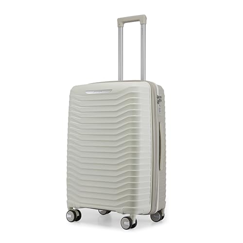 Provogue Coral Hard-Sided PP 75 Cm Trolley Bag Large Size | Expandable Space with 8 Wheels Trolley Bags for Travel | Combination Lock | 5 Year Warranty (Grey Cloud/Timberwolf Grey)