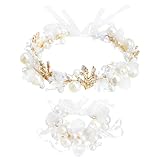 Elegantes Design: Unsere Kranz-Haarbänder sind aus künstlichen, glitzernden Perlen und weißen Chiffonbändern gefertigt, modisch und langlebig, und bilden einen schönen Kopfschmuck für Sie. Leicht und zart, kein Druck auf den Kopf, modisch, elegant und einzigartigbequem zu tragen.