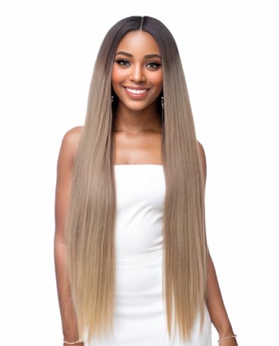 Joe Green 5" Y Shaped HD Lace Frontal Wig Synthetic Pre-Plucked Hair (Ash Blonde Extra Long Straight)