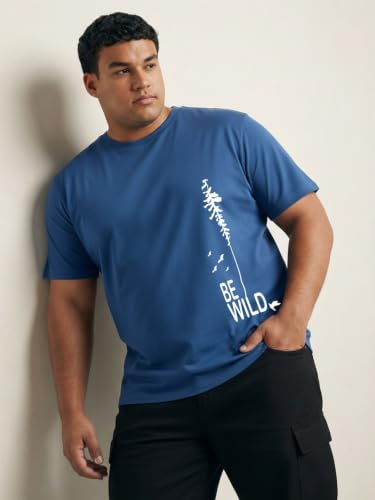 Image of Toodlegram - 100% Pure Cotton Plus Size T Shirt for Men- Regular Fit - Half Sleeve Roundneck Stylish Tshirt - Graphic Printed Be Wild (Size - 2XL to 10XL)
