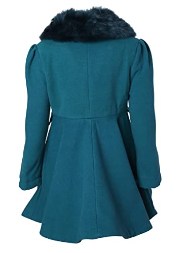 Cremson Girls? Wool Look Princess Winter Dress Pea Coat Jacket Faux Fur Collar3