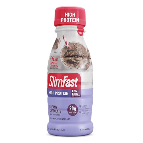 slimfast advanced energy high protein meal replacement shake creamy chocolate 20g of ready to drink protein 11 fl oz bottle 12 count