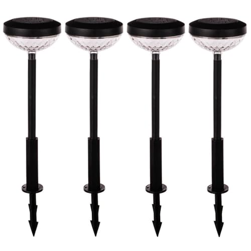 LOLAhome Set de 4 lámparas solares con iluminación LED de Colores Blanco y RGB | 47 cm, Color Negro | Panel Solar y bateria autorrecargable | Auto Encendido en la ocuridad | Baliza Solar Exterior RGB