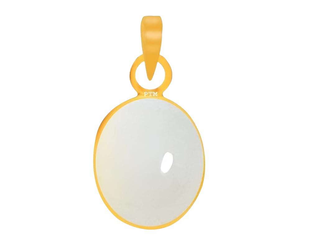 Ptm Natural Moonstone/Chandrakant 3.25 to 10.25 Ratti or 3.00 to 9.50 Carat Astrological Certified Gemstone Panchdhatu/5 Metals 22k Gold Plated Pendant for Men & Women