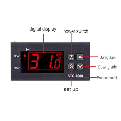 Termostato digital programable STC1000 12V con relé de calefacción y refrigeración 3