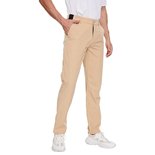 Xelorna Men's Straight Fit Pant Golf Hiking Cycling Bike Pant Quick Dry Lightweight Waterproof Upf 50+ Casual Pants For Men Khaki #TOP1